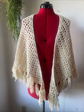Crocheted scarf, throw cover up wrap